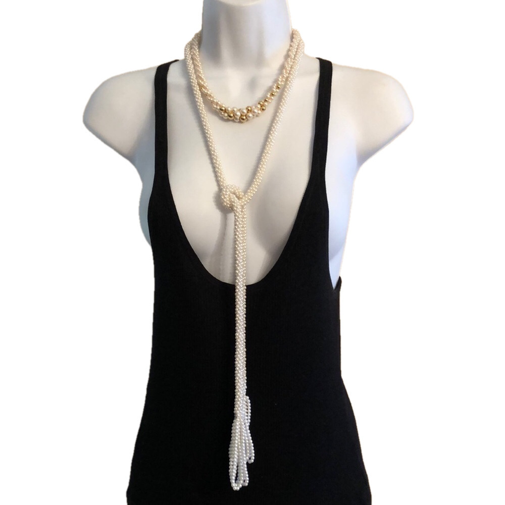 Curated bundle vintage & retro style faux pearl necklaces dressy glam statement.